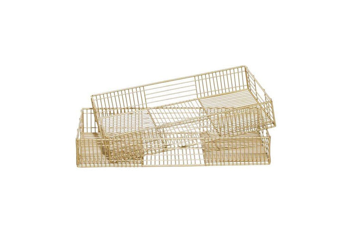 COSMOLIVING BY COSMOPOLITAN GOLD METAL WIRE TRAY