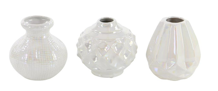 COSMOPOLITAN CREAM CERAMIC VASE WITH VARYING PATTERNS