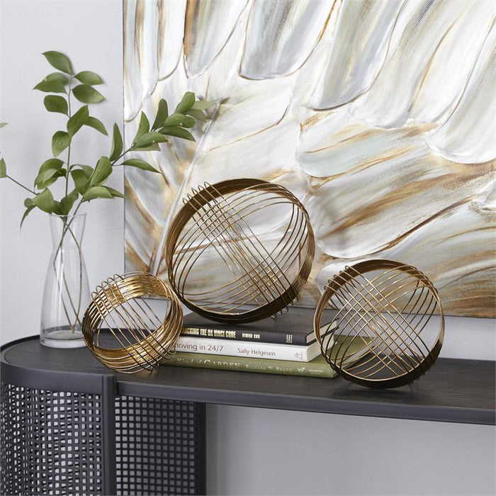 COSMOPOLITAN GOLD METAL GEOMETRIC SCULPTURE