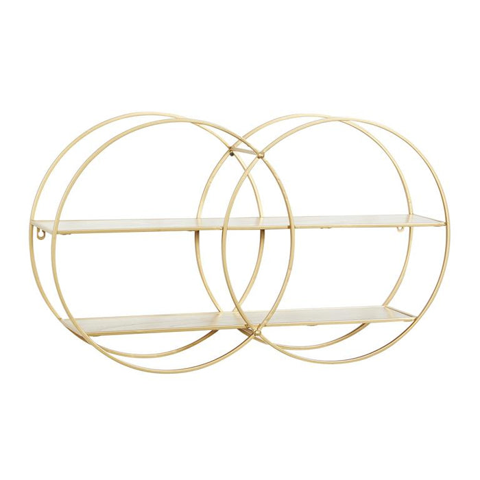 COSMOPOLITAN GOLD METAL ROUND 2 SHELF WALL SHELF