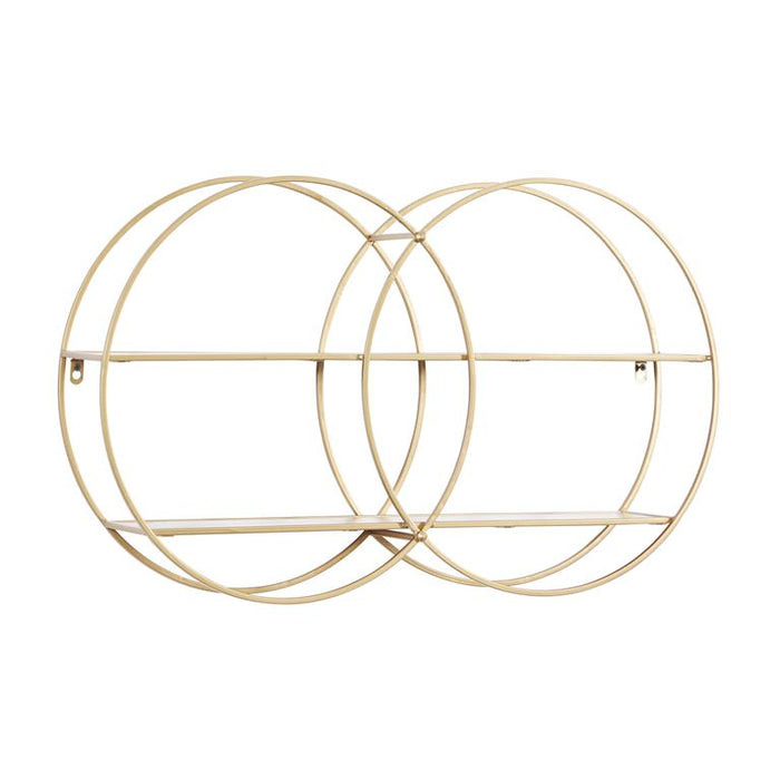 COSMOPOLITAN GOLD METAL ROUND 2 SHELF WALL SHELF