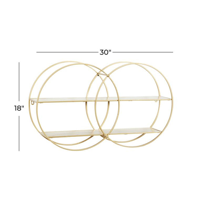 COSMOPOLITAN GOLD METAL ROUND 2 SHELF WALL SHELF