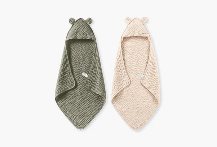 Cotton Muslin Hooded Baby Towel for Newborn to Toddler