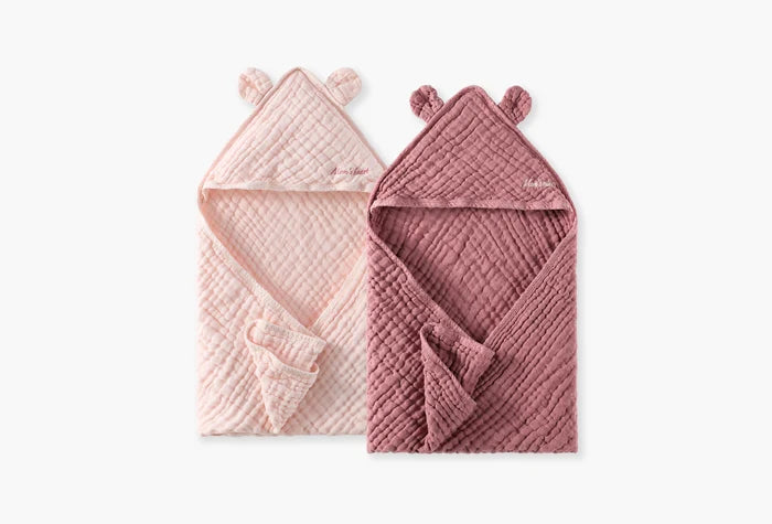 Cotton Muslin Hooded Baby Towel for Newborn to Toddler