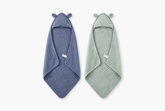 Cotton Muslin Hooded Baby Towel for Newborn to Toddler