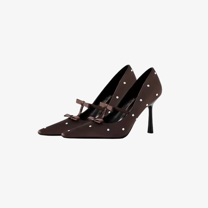 Crystal Bow Charm Heels