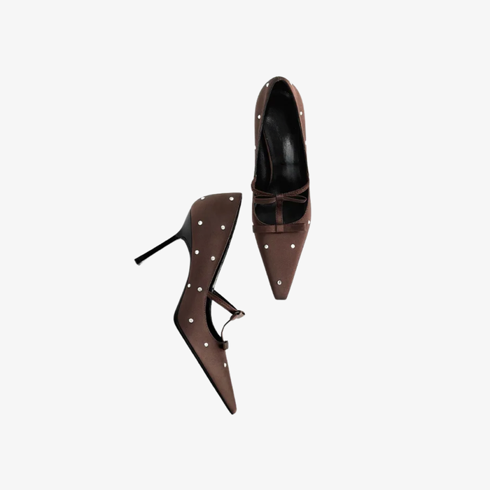 Crystal Bow Charm Heels