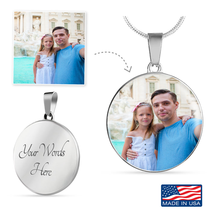 Custom Photo Silver Circle Necklace