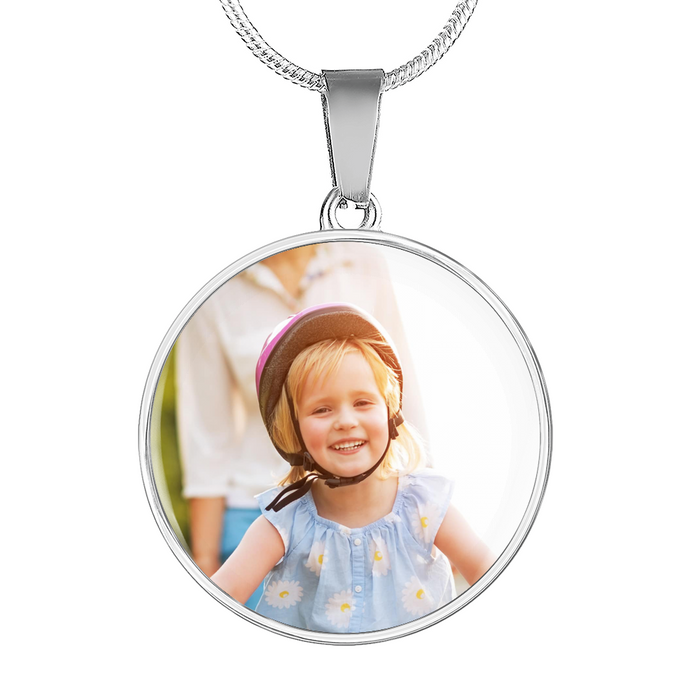 Custom Photo Silver Circle Necklace