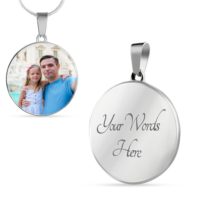 Custom Photo Silver Circle Necklace
