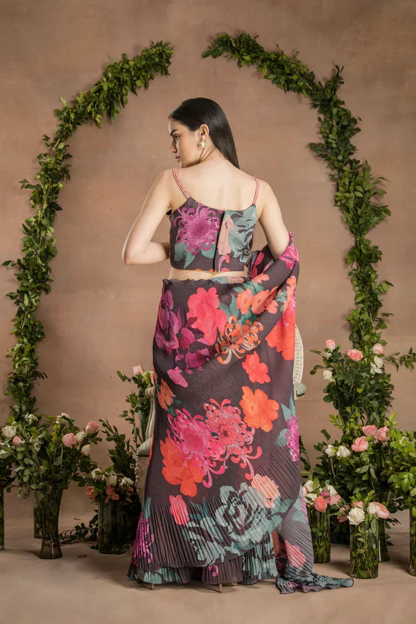Designer dark chocolate saree