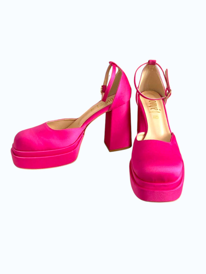 Decollete con plateau e tacco spesso fucsia