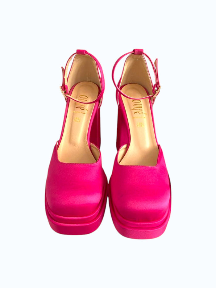 Decollete con plateau e tacco spesso fucsia