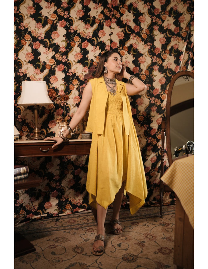 Dhadak Yellow Linen Dress