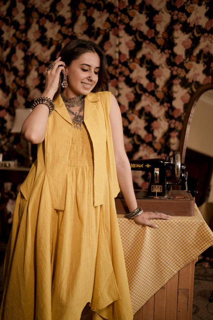 Dhadak Yellow Linen Dress