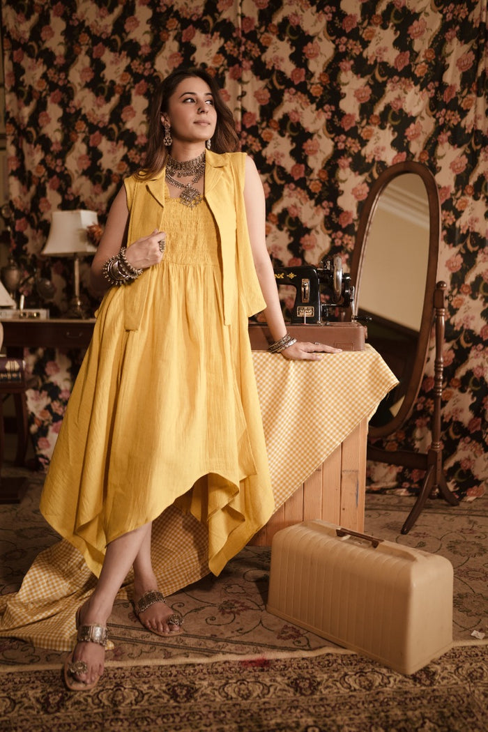 Dhadak Yellow Linen Dress