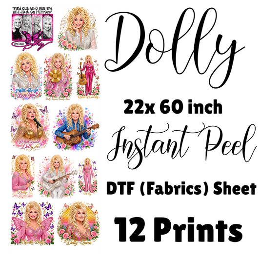 Dolly Tribute Pre Made DTF  Gang sheet (for fabrics)