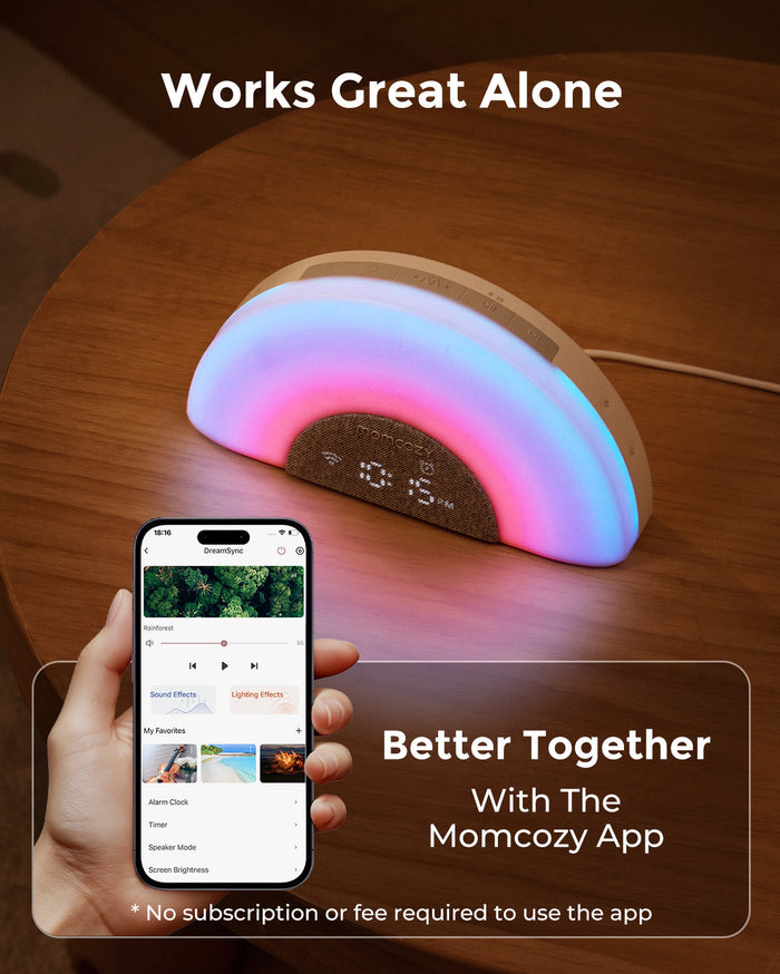 DreamSync Tech™ Smart Baby Sound Machine - Rainbow Light & App Control