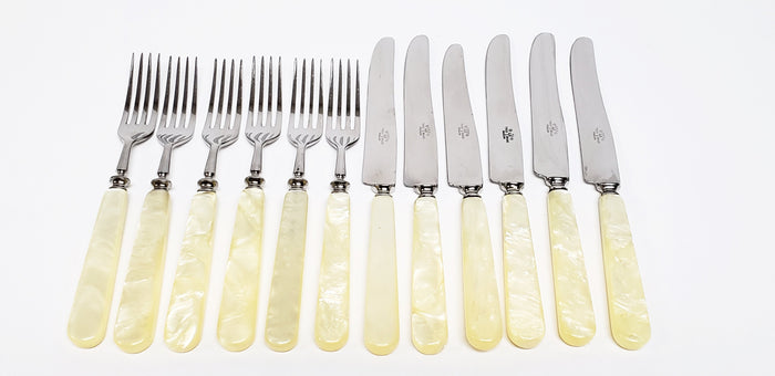 Early Boker Tree Brand Kitchen Flatware with Mother of Pearl Handles