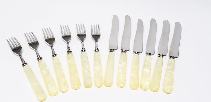 Early Boker Tree Brand Kitchen Flatware with Mother of Pearl Handles