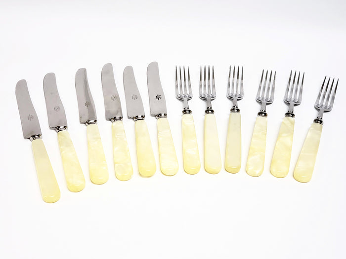 Early Boker Tree Brand Kitchen Flatware with Mother of Pearl Handles