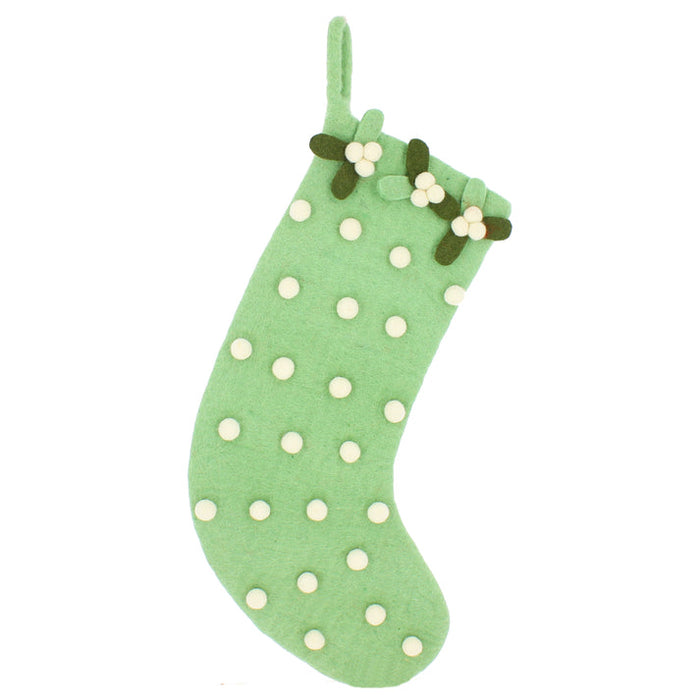 Fiona Walker - Felt Stocking - Mistletoe Pom-Pom Spotty