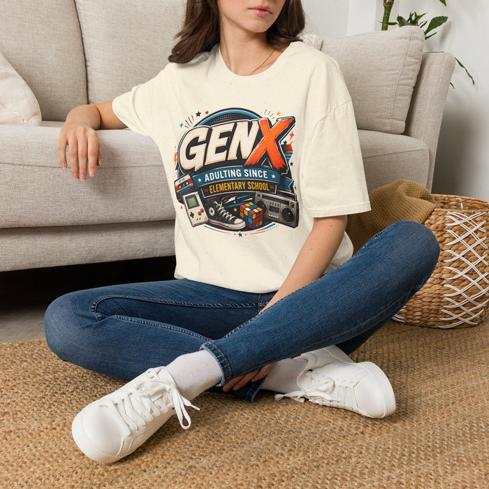 Gen X T-Shirt — "Adulting Since Elementary School" Retro 80s-90s Nostalgia Tee