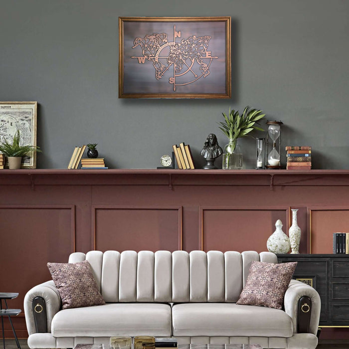 Geometric World Map Copper Wall Art - Artwork available at Dekadron for $79.90
