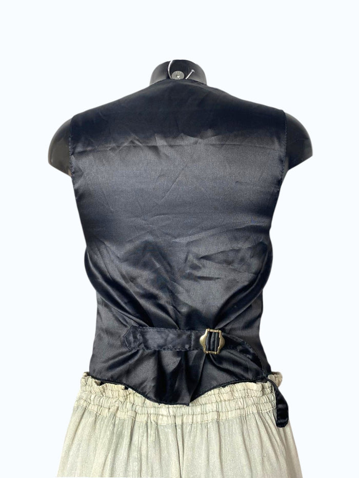 gilet in camoscio e tessuto nero