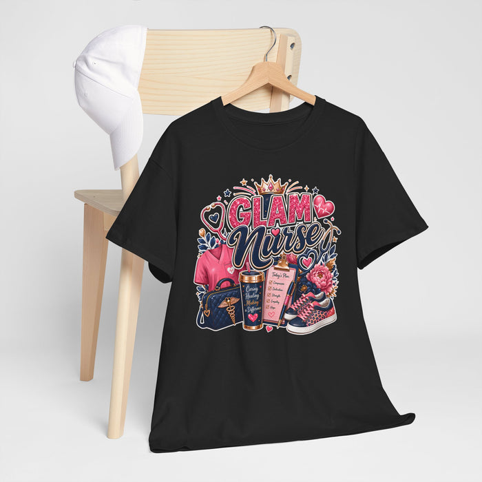 Glam Nurse T-Shirt — Cute Pink Nurse Graphic Tee for Nurses & Healthcare Gifts