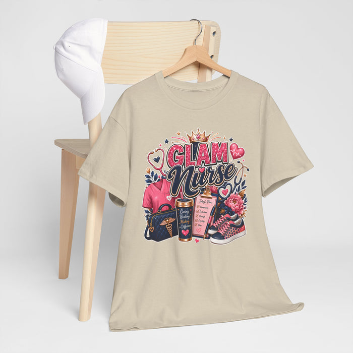 Glam Nurse T-Shirt — Cute Pink Nurse Graphic Tee for Nurses & Healthcare Gifts