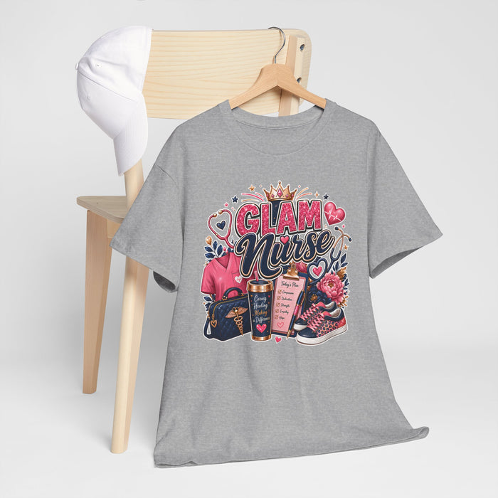 Glam Nurse T-Shirt — Cute Pink Nurse Graphic Tee for Nurses & Healthcare Gifts