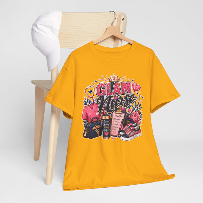 Glam Nurse T-Shirt — Cute Pink Nurse Graphic Tee for Nurses & Healthcare Gifts