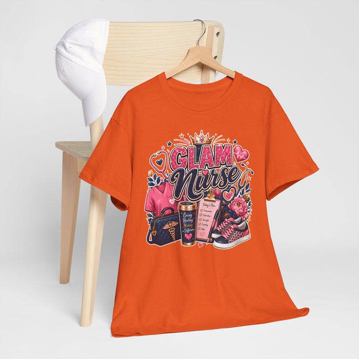 Glam Nurse T-Shirt — Cute Pink Nurse Graphic Tee for Nurses & Healthcare Gifts