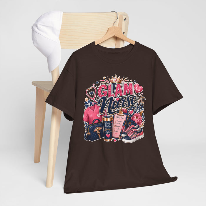 Glam Nurse T-Shirt — Cute Pink Nurse Graphic Tee for Nurses & Healthcare Gifts