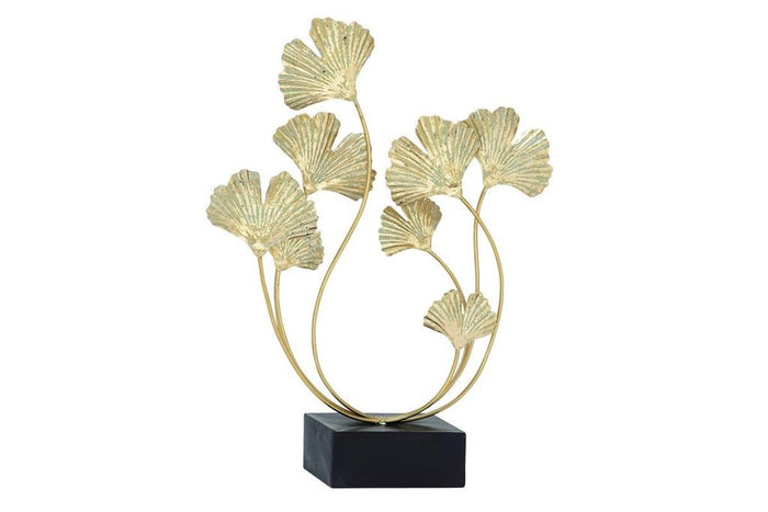 GOLD METAL FLORAL CURVED SCULPTURE