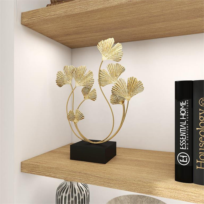 GOLD METAL FLORAL CURVED SCULPTURE