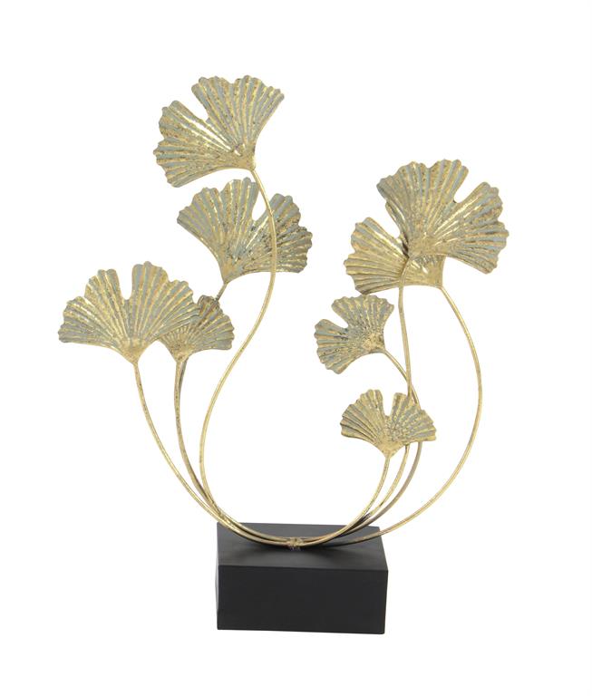 GOLD METAL FLORAL CURVED SCULPTURE