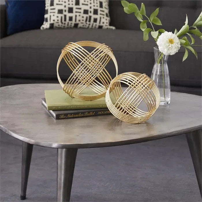 Gold Metal Modern Geometric Sculpture