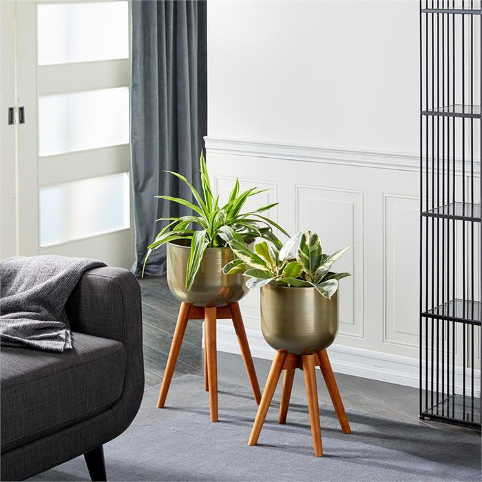 GOLD METAL MODERN PLANTER