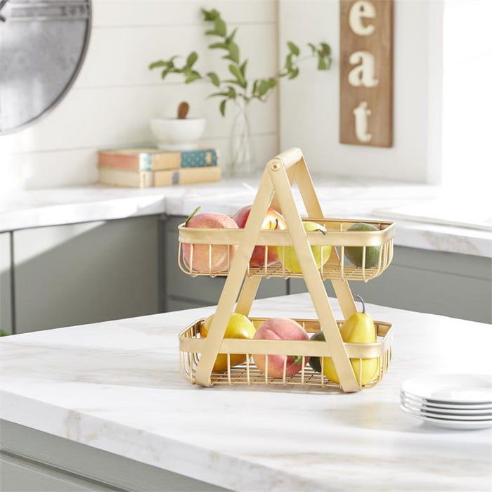 GOLD METAL MODERN STORAGE BASKET