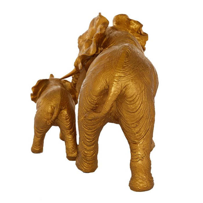 GOLD POLYSTONE ELEPHANT SCULPTURE