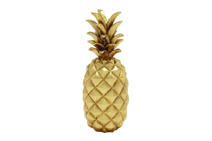 GOLD POLYSTONE FRUIT PINEAPPLE SCULPTURE