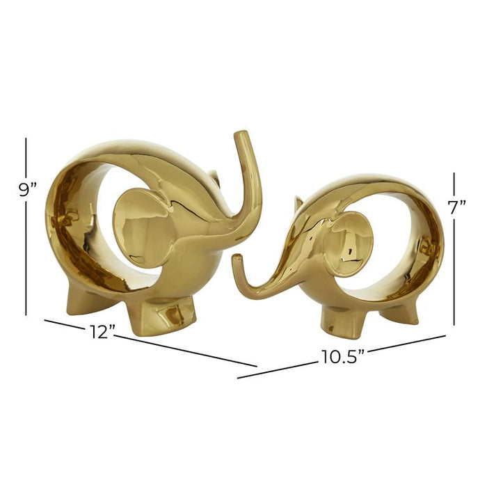 GOLD PORCELAIN ELEPHANT SCULPTURE