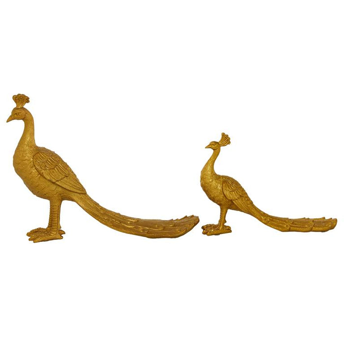 GOLD RESIN PEACOCK SCULPTURE