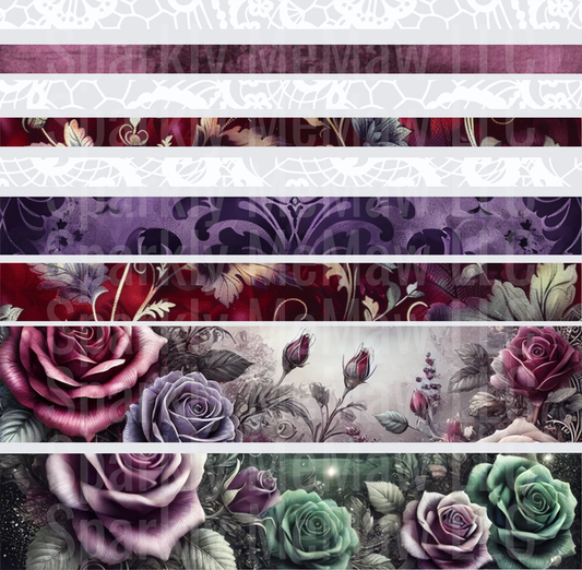 Gothic Floral Rose Bands 10x10 Inch Sheet