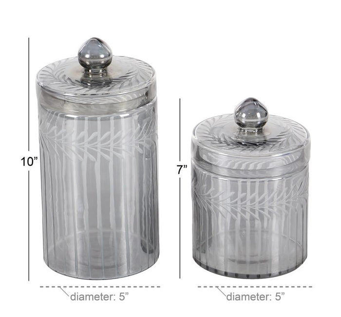 GRAY GLASS HANDMADE DECORATIVE JARS