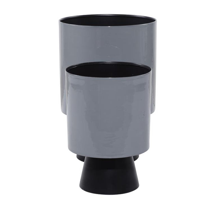 GRAY METAL MODERN PLANTER