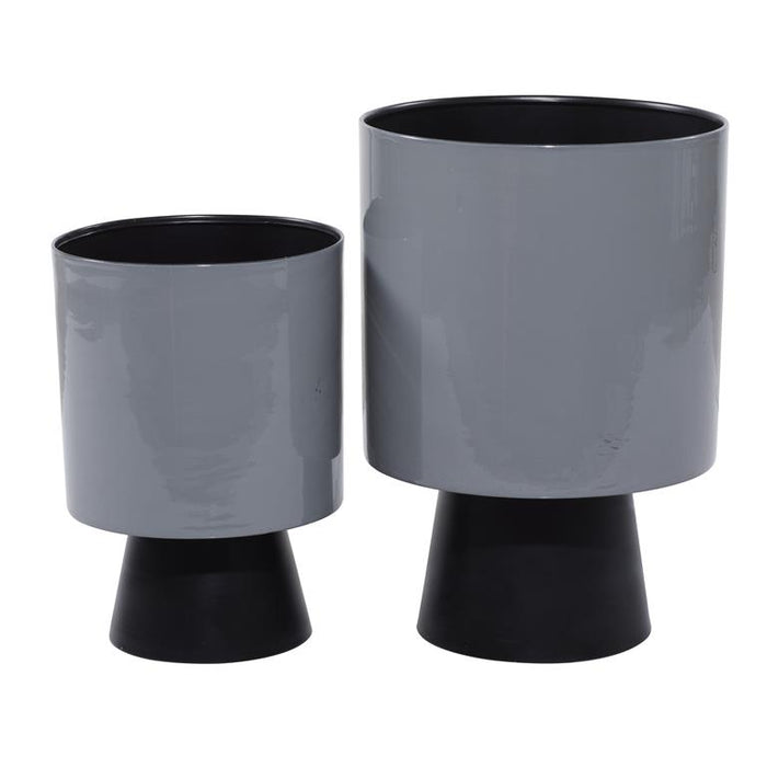 GRAY METAL MODERN PLANTER