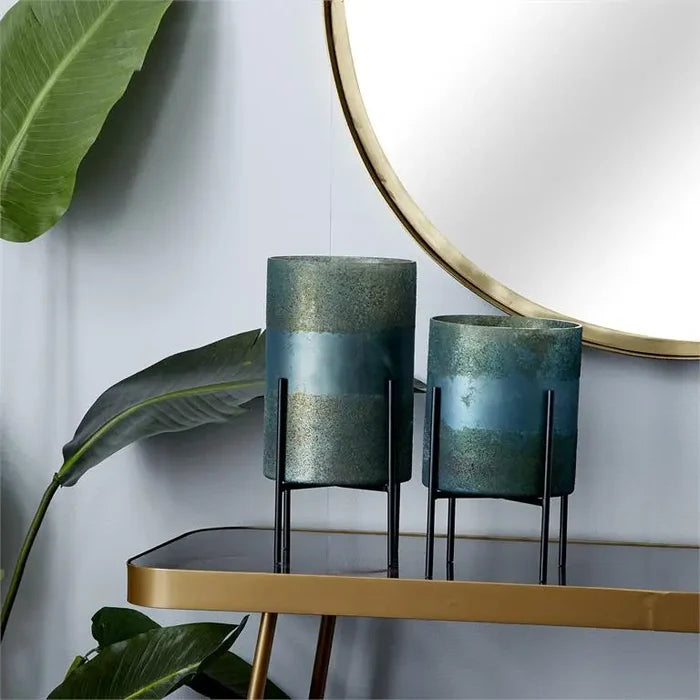 Green Glass Candle Holder